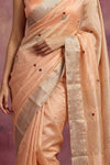 Chandani Chanderi ~ Handwoven Pure Silk Chanderi Saree In Peach - Govt. Silk Mark Certified