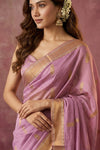 Chandani Chanderi ~ Handwoven Pure Silk Chanderi Saree In Lilac - Govt. Silk Mark Certified