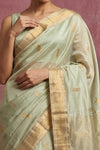 Chandani Chanderi ~ Handwoven Pure Silk Chanderi Saree In Pistachio - Govt. Silk Mark Certified