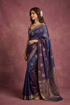 Chandani Chanderi ~ Handwoven Pure Silk Chanderi Saree In Dual Tone Blue - Govt. Silk Mark Certified