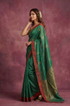 Chandani Chanderi ~ Handwoven Pure Silk Chanderi Saree In Dark Green - Govt. Silk Mark Certified