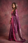 Chandani Chanderi ~ Handwoven Pure Silk Chanderi Saree In Plum Blush Pink - Govt. Silk Mark Certified