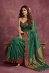 Chandani Chanderi ~ Handwoven Pure Silk Chanderi Saree In Dark Green - Govt. Silk Mark Certified