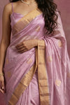 Chandani Chanderi ~ Handwoven Pure Silk Chanderi Saree In Dual tone Soft Pink  - Govt. Silk Mark Certified