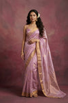 Chandani Chanderi ~ Handwoven Pure Silk Chanderi Saree In Dual tone Soft Pink  - Govt. Silk Mark Certified