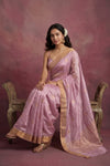 Chandani Chanderi ~ Handwoven Pure Silk Chanderi Saree In Dual tone Soft Pink  - Govt. Silk Mark Certified