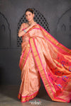 Rajsi ~ Handloom Pure Silk Maharani Paithani with Maharani Pallu in Peach Pink