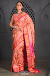 Rajsi ~ Handloom Pure Silk Maharani Paithani with Maharani Pallu in Peach Pink