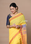 Rajsi~ Handloom Pure Cotton Paithani Without Zari and Most Traditional Pallu~ Yellow