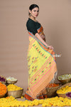 Rajsi~ Handloom Pure Cotton Paithani Without Zari and Most Traditional Double Pallu~ Orange
