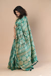 Exclusive Handloom Pure Tussar Silk Saree By Khadigram Certified Weavers ~ Green