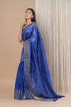 Exclusive Pure Moonga Tussar Silk Saree With Beautiful Border ~ Indigo Blue