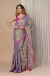 VMI Exclusive! Handloom Woven Cotton Zari Saree with Beautiful Sleek Border ~ Pink