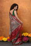 Designed By VMI~ Handloom Pure Tussar Silk Saree With Beautiful Madhubani Print~ Red