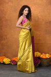Designed By VMI~ Handloom Pure Tussar Silk Saree With Sleek Border~ Yellow