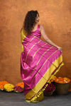 Designed By VMI~ Handloom Pure Tussar Silk Saree With Sleek Border~ Yellow