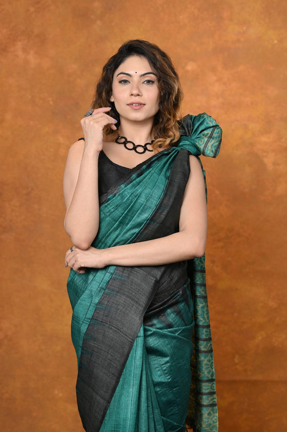 Designed By VMI~ Handloom Moonga Tussar Silk Saree With Symmetric Print