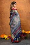 Designed By VMI~ Handloom Pure Organic Natural Linen Saree - HandBlock Printed