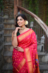 Rang Mahal ~ Handloom Pure Silk Paithani Maharani Paithani in Rani Pink