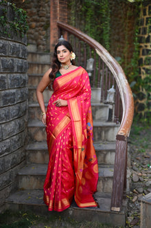  Rang Mahal ~ Handloom Pure Silk Paithani Maharani Paithani in Rani Pink