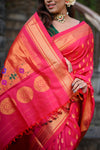 Rang Mahal ~ Handloom Pure Silk Paithani Maharani Paithani in Rani Pink