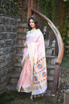 Rang Mahal ~ Handloom Pure Silk Paithani Maharani Paithani in Dual Tone White Pink
