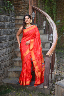  Rang Mahal Designer ~ Handloom Pure Silk Paithani Maharani Paithani in Red (With Silk Mark)