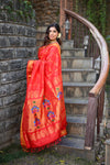 Rang Mahal Designer ~ Handloom Pure Silk Paithani Maharani Paithani in Red (With Silk Mark)