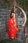 Rang Mahal Designer ~ Handloom Pure Silk Paithani Maharani Paithani in Red (With Silk Mark)