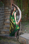 Rang Mahal ~ Gadwal Pure Silk Handloom Saree in Green with Mango Motifs Border and Meena Work (With Silk Mark)