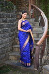Rang Mahal ~ Handloom Pure Silk Paithani Maharani Paithani in Azure Blue (With Silk Mark)