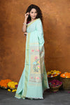 Shop EXCLUSIVE! Handloom Pure Cotton Paithani With Asawali Pallu~Light Blue