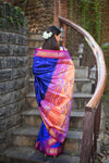 Rang Mahal ~ Handloom Pure Silk Paithani with Double Pallu in Royal Blue (With Silk Mark)