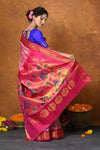 BestSeller ~ Exclusive Handloom Pure Silk Maharani Paithani With Contrast Pallu~ Light Pink with Bright Pink Contrast