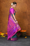 Shop Exclusive Handloom Pure Silk Maharani Paithani With Contrast Pallu~ Dual Tone Blue Green
