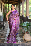 Rang Mahal ~ Brocade Gadwal Pure Silk Handloom Saree in Nightlife Purple (With Silk Mark)