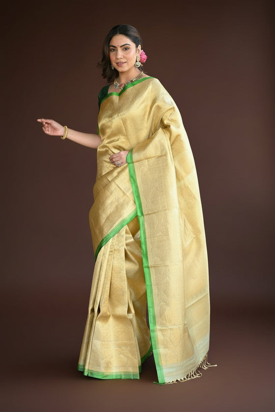 Rang Mahal ~ Brocade Gadwal Pure Silk Handloom Saree in Serene Yellow (With Silk Mark)