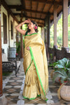Rang Mahal ~ Brocade Gadwal Pure Silk Handloom Saree in Serene Yellow (With Silk Mark)