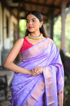 Rang Mahal ~ Handloom Pure Silk Kalanjali Maharani Paithani in Lavender Shade (With Silk Mark)