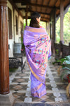 Rang Mahal ~ Handloom Pure Silk Kalanjali Maharani Paithani in Lavender Shade (With Silk Mark)