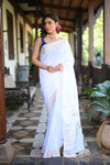 Rang Mahal ~ Handloom Pure Cotton Paithani in Fresh White with Oldest  Asawali Pallu