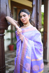 Rang Mahal ~ Handloom Pure Silk Brocade Maharani Paithani in Pretty Lavender Shade (With Silk Mark)
