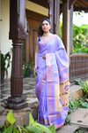 Rang Mahal ~ Handloom Pure Silk Brocade Maharani Paithani in Pretty Lavender Shade (With Silk Mark)