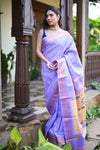 Rang Mahal ~ Handloom Pure Silk Brocade Maharani Paithani in Pretty Lavender Shade (With Silk Mark)