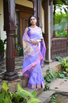 Rang Mahal ~ Handloom Pure Silk Brocade Maharani Paithani in Pretty Lavender Shade (With Silk Mark)