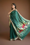 Rang Mahal ~ Handloom Pure Cotton Paithani in Green with Pichwai Pallu