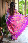 Rang Mahal ~ Handloom Pure Silk Maharani Paithani in Rich and Perfect Lavender high quality silk (With Silk Mark)