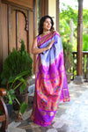 Rang Mahal ~ Handloom Pure Silk Maharani Paithani in Rich and Perfect Lavender high quality silk (With Silk Mark)