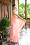 Tarang ~ Handloom Cotton Silk Sleek Designer Border in Light Peach
