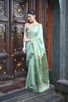 Tarang ~ Handloom Cotton Silk Sleek Designer Border in Mint Green